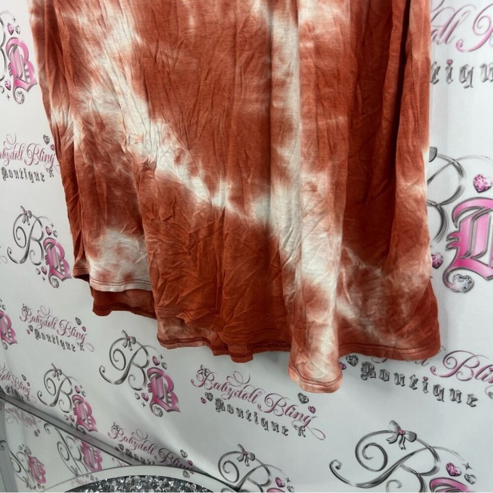 Papillon Blanc tshirt tee boho Tie-Dye Short Sleeve Top - Rust and White - Picture 3 of 9